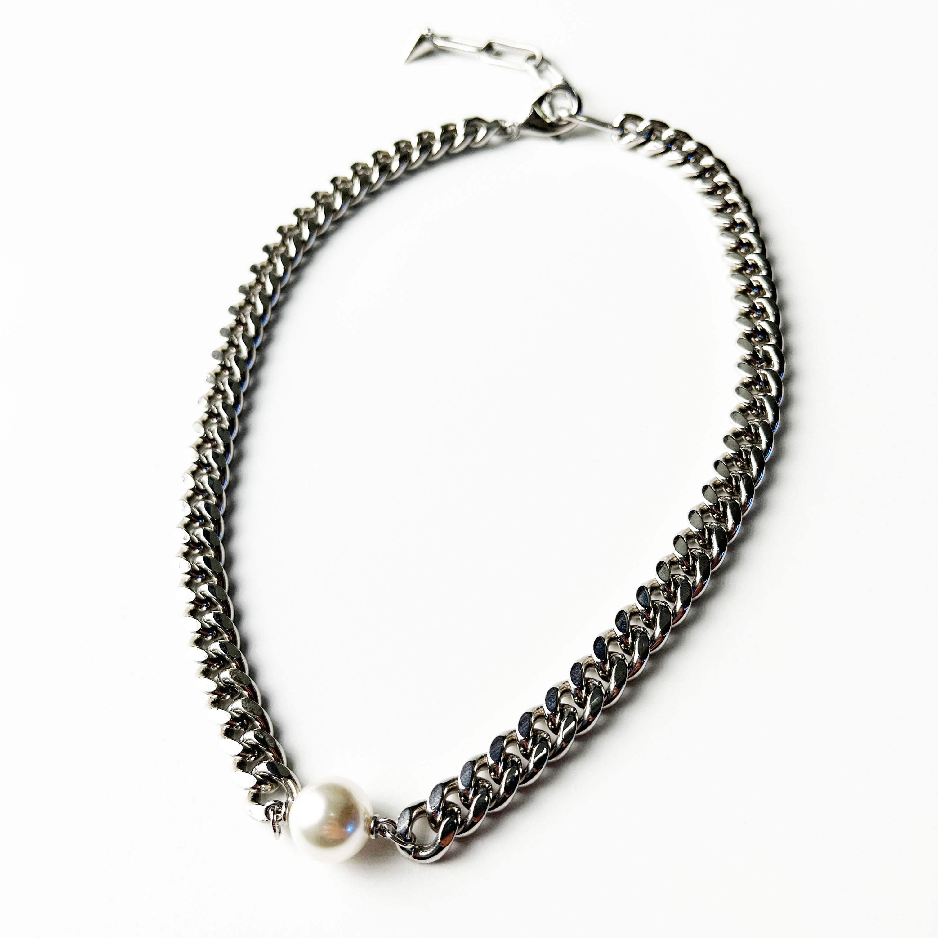 18K 镀白金 珍珠吊坠 项链