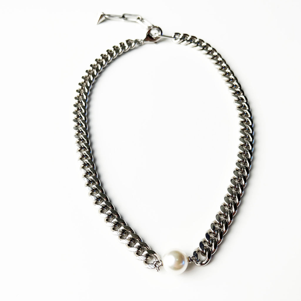 18K 镀白金 珍珠吊坠 项链