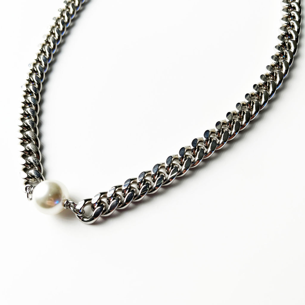 18K 镀白金 珍珠吊坠 项链